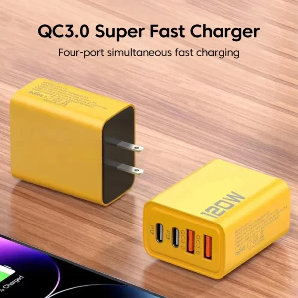 Carregador Rápido 120W PD Type-C | Quick Charge 3.0 USB para iPhone, Samsung, Xiaomi e Outros - Imagem 6