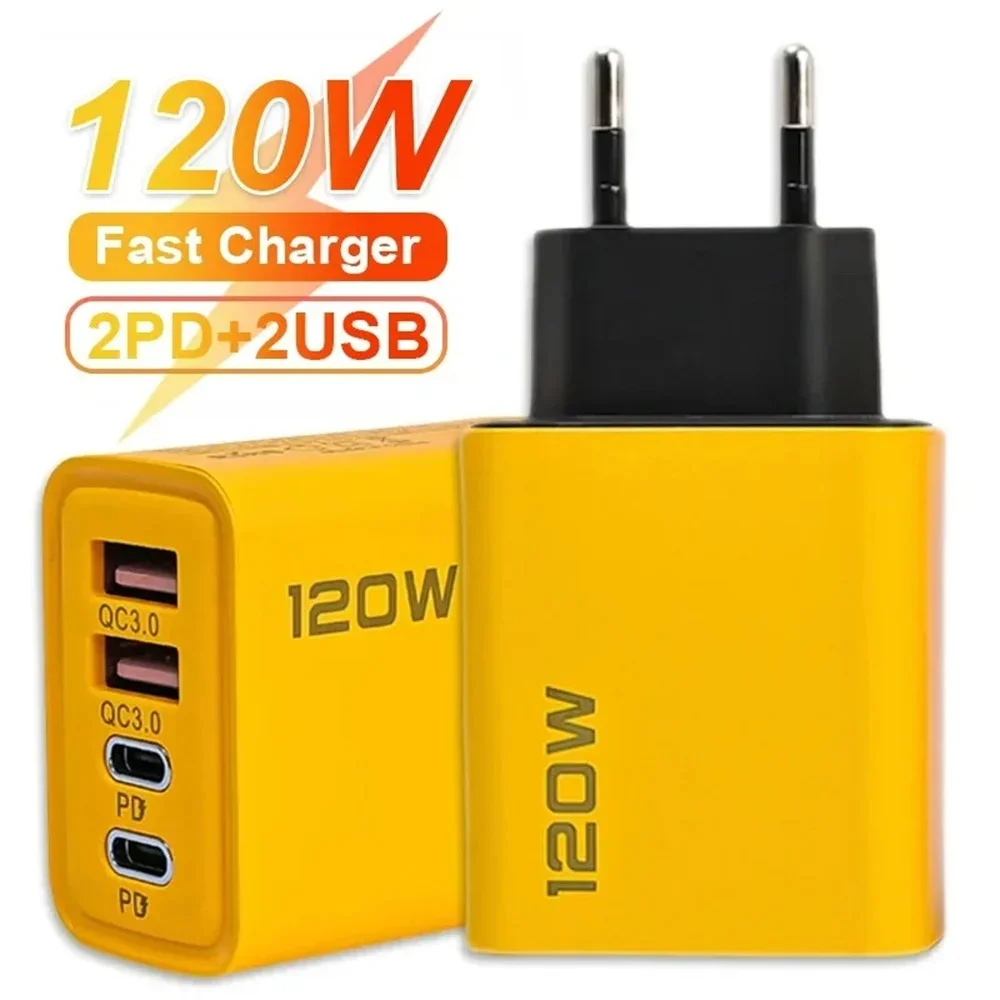 Carregador Rápido 120W PD Type-C | Quick Charge 3.0 USB para iPhone, Samsung, Xiaomi e Outros