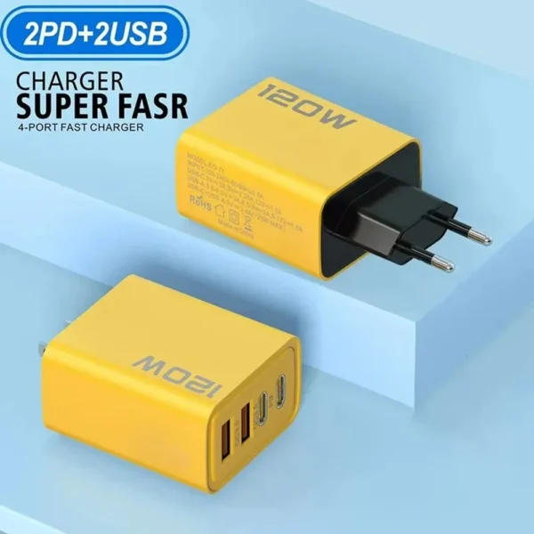 Carregador Rápido 120W PD Type-C | Quick Charge 3.0 USB para iPhone, Samsung, Xiaomi e Outros - Imagem 5