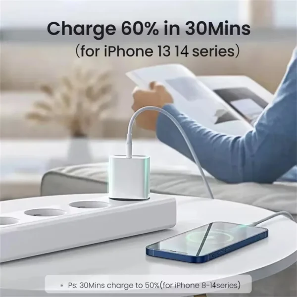 Carregador Rápido 20W PD Type-C | Compatível com iPhone 14, 13, 12, 11 Pro Max, XR, 8 Plus | Acessório para Celular - Imagem 5