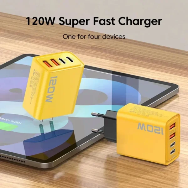 Carregador Rápido 120W PD Type-C | Quick Charge 3.0 USB para iPhone, Samsung, Xiaomi e Outros - Imagem 2