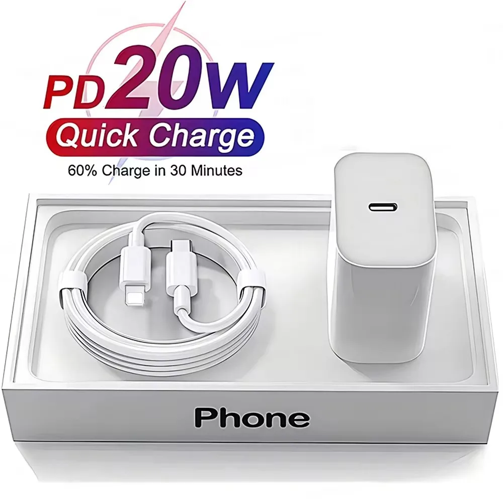 Carregador Rápido 20W PD Type-C | Compatível com iPhone 14, 13, 12, 11 Pro Max, XR, 8 Plus | Acessório para Celular