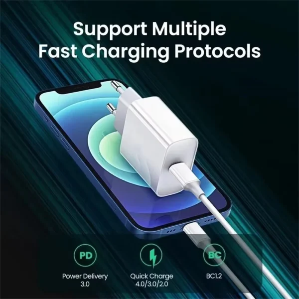 Carregador Rápido 20W PD Type-C | Compatível com iPhone 14, 13, 12, 11 Pro Max, XR, 8 Plus | Acessório para Celular - Imagem 3