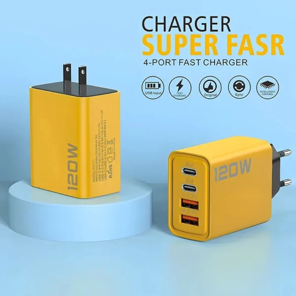 Carregador Rápido 120W PD Type-C | Quick Charge 3.0 USB para iPhone, Samsung, Xiaomi e Outros - Imagem 3