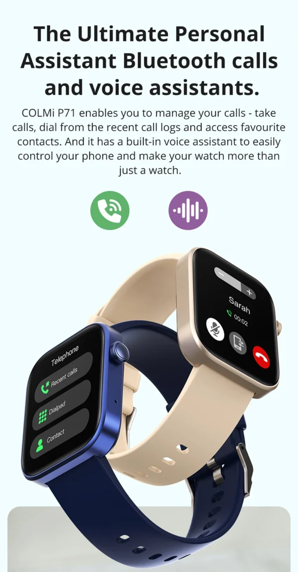 COLMI P71 Smartwatch | Chamadas por Voz, Monitoramento de Saúde, IP68 e Assistente de Voz - Imagem 14