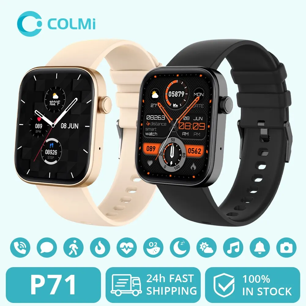 COLMI P71 Smartwatch | Chamadas por Voz, Monitoramento de Saúde, IP68 e Assistente de Voz