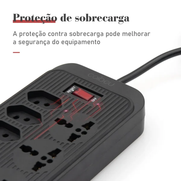 Tomada, Filtro de Linha, Tomada de Extensão, Extensão Elétrica, Tomada USB, Filtro de Tomada de Energia, Extensão Elétrica, 10A - Imagem 3