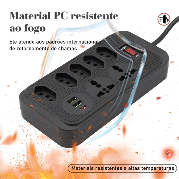Tomada, Filtro de Linha, Tomada de Extensão, Extensão Elétrica, Tomada USB, Filtro de Tomada de Energia, Extensão Elétrica, 10A - Imagem 4